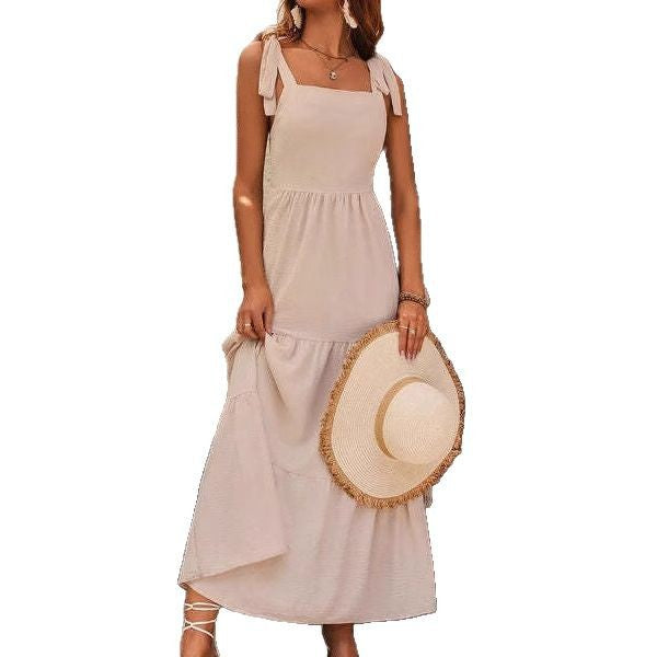 Women's A-line Dress – Light Cotton – Midi Length – Sleeveless with Adjustable Straps