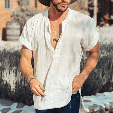 Natural Fibers Relaxed Fit Short-Sleeved V-Neck Shirt