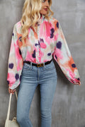 Women's Blouse – Relaxed Fit – Long-Sleeved – Artistic Print – Lightweight and Breathable