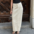 Women's Midi Skirt – 100% Cotton – Slim Fit – High Waist – Front Slit