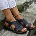 Women's Sandals – Open Toe – Light Wedge Sole – Cutout Design – Slingback Strap