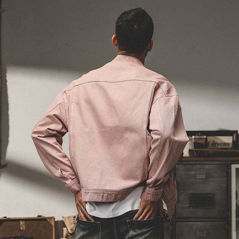 Herre Denim Jakke – Afslappet Pasform – Knaplukning – Brystlommer – Klassisk Krave