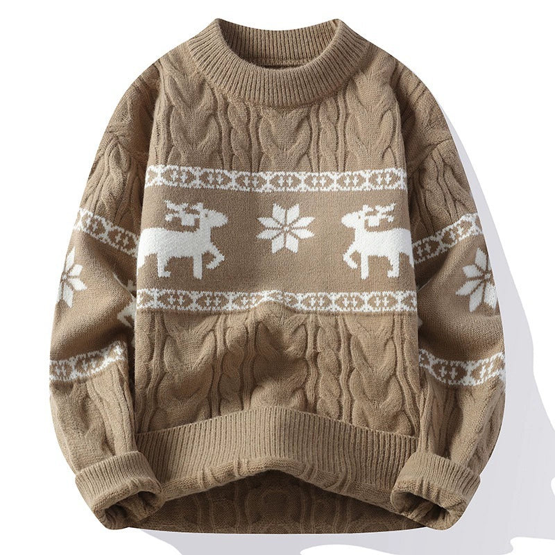 Reindeer Wool Blend Cable Knit Sweater