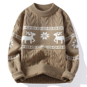 Reindeer Wool Blend Cable Knit Sweater