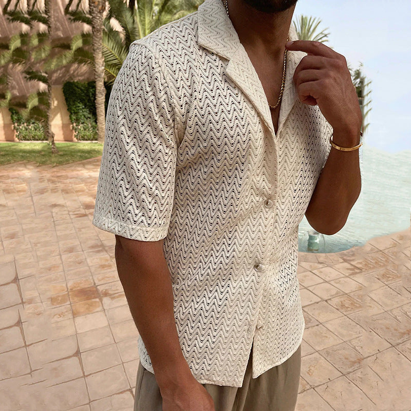 Knit Open Pattern Slim Fit Cardigan