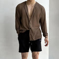 Men's Cardigan – Knitted – Relaxed Fit – V-Neck – Button Closure – Long Sleeves