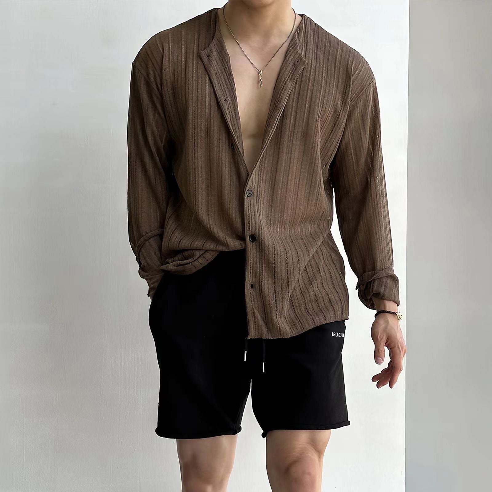 Men's Cardigan – Knitted – Relaxed Fit – V-Neck – Button Closure – Long Sleeves