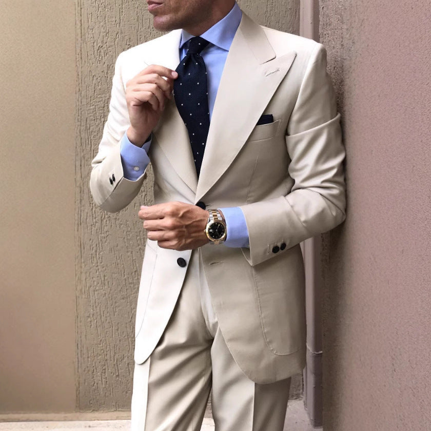 Wool Blend Tailored Fit Single Breasted Blazer