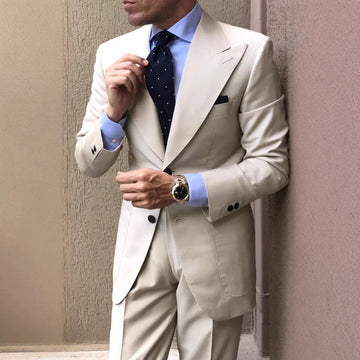 Wool Blend Tailored Fit Single Breasted Blazer
