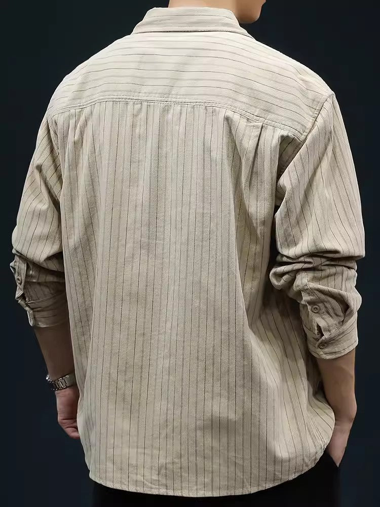 Men's Shirt with Long Sleeves – Relaxed Fit – Striped – Breathable Cotton