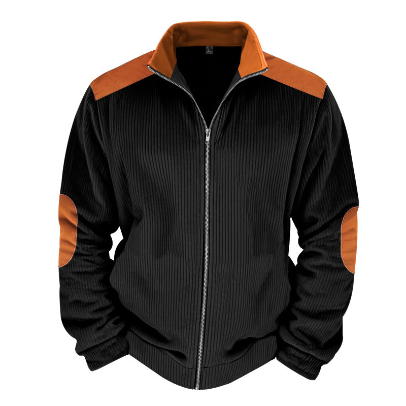Quilted Ribbed Texture Contrast Detail Jacket