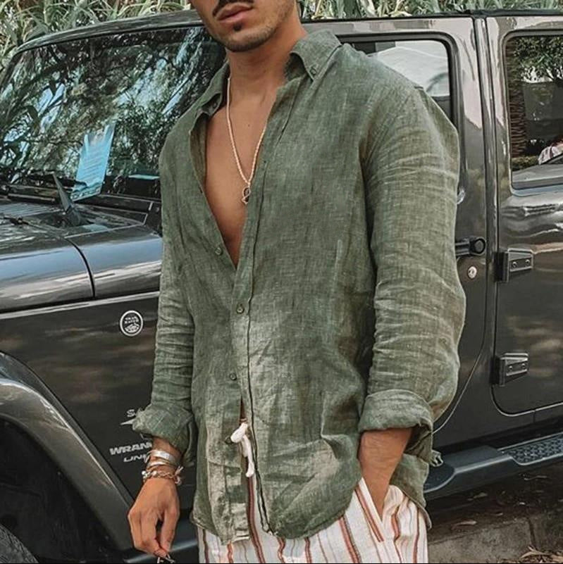 Natural Fibers Relaxed Fit Deep V-Neck Shirt