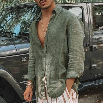 Natural Fibers Relaxed Fit Deep V-Neck Shirt