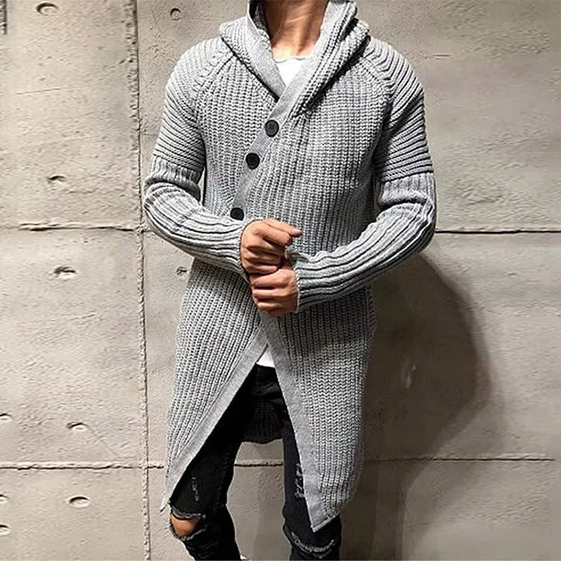 Chunky Knit Wool Hooded Shawl Cardigan