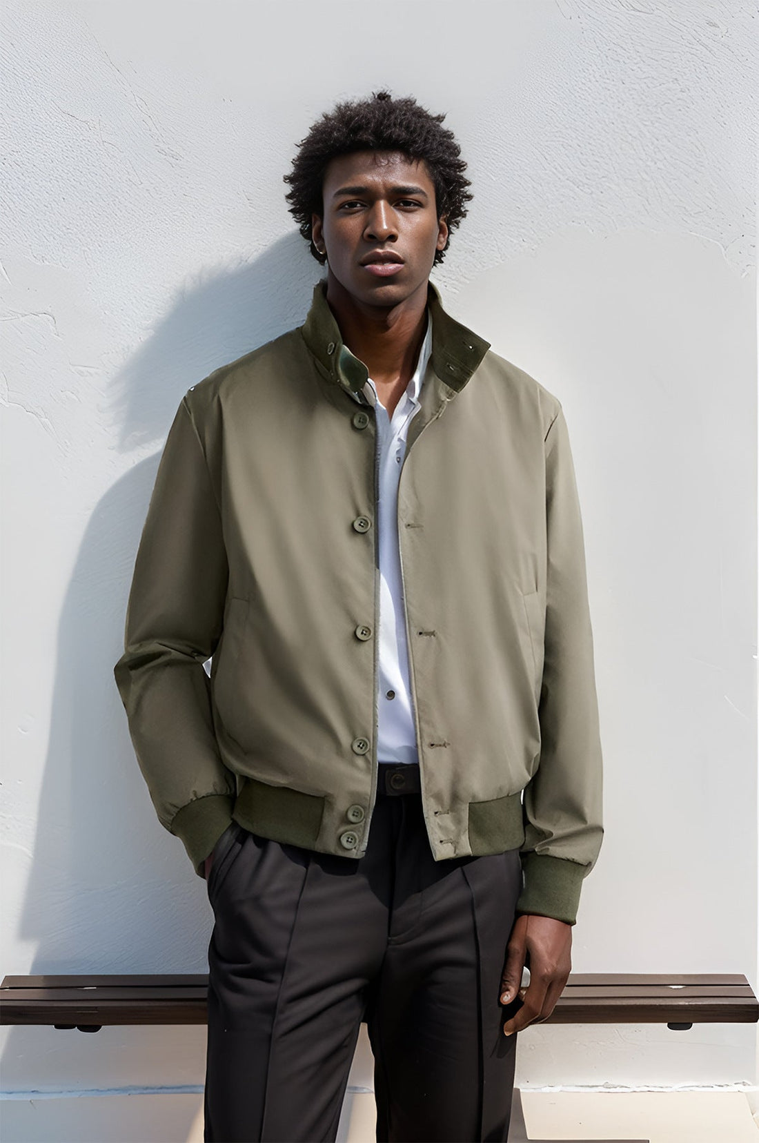 Satin Finish Slim Fit Bomber Jacket