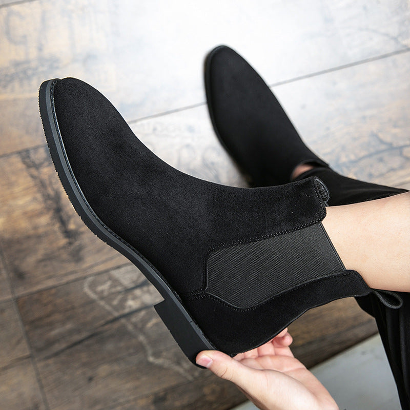 Suede-Like Elastic Side Chelsea Boots