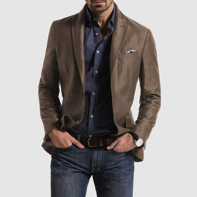 Herre Blazer – Slim Fit – Uldblanding – Enkeltradet – Klassisk Notch Revers