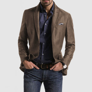 Herre Blazer – Slim Fit – Uldblanding – Enkeltradet – Klassisk Notch Revers