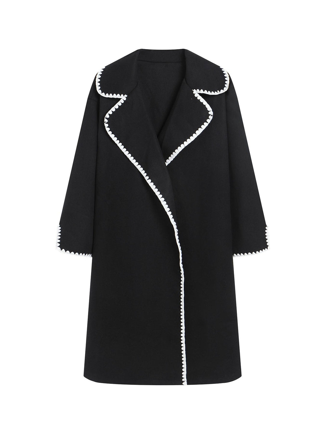 Shell Embroidery Wool Oversized Windbreaker Jacket
