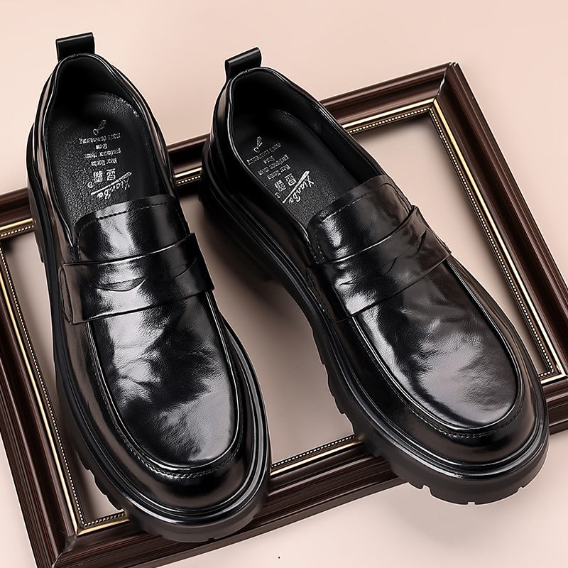 Durable Polished Leather Penny Strap Loafers