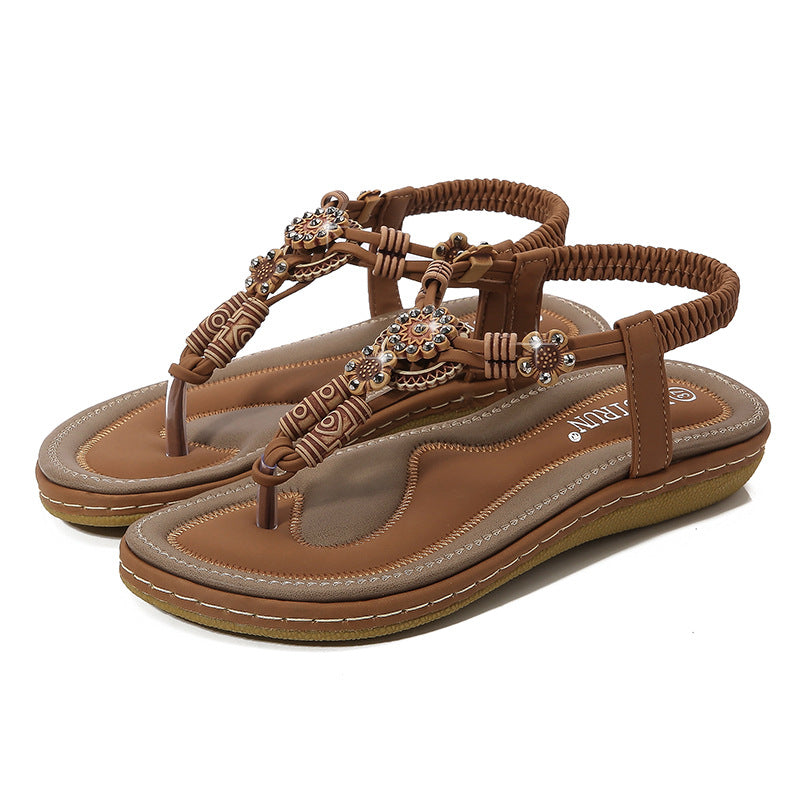 Woven Bohemian Wooden Bead Relaxed Sandals