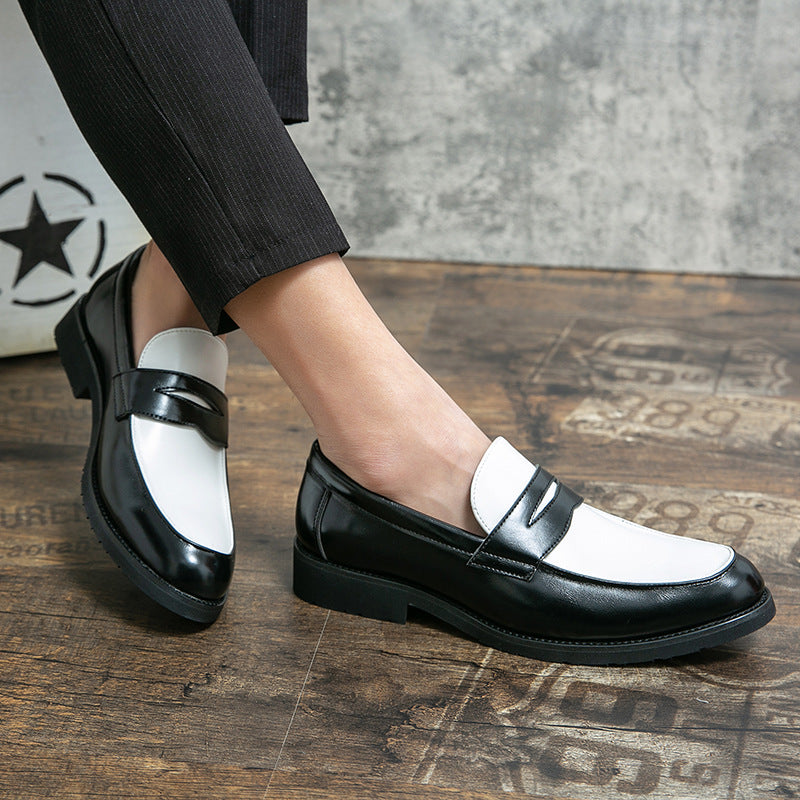 Men's Loafers – Polished Leather – Slip-On – Two-Tone – Comfortable Rubber Sole