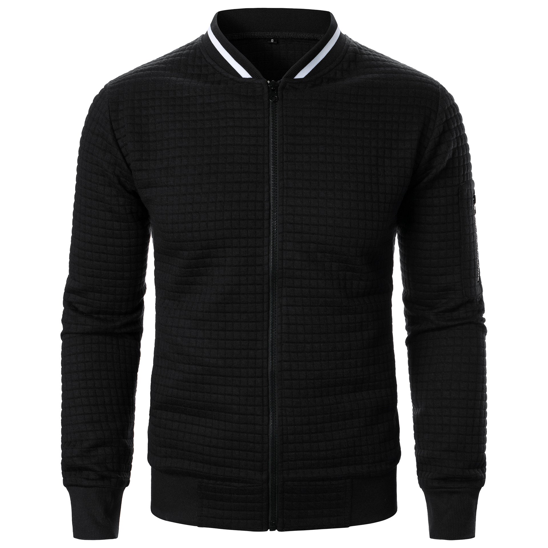 Men's Bomber Jacket - Quilted Design - Zipper Closure - Ribbed Collar & Cuffs - Regular Fit