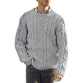 Men's Sweater – Chunky Cable Knit – Oversized Fit – Round Neck Long Sleeve