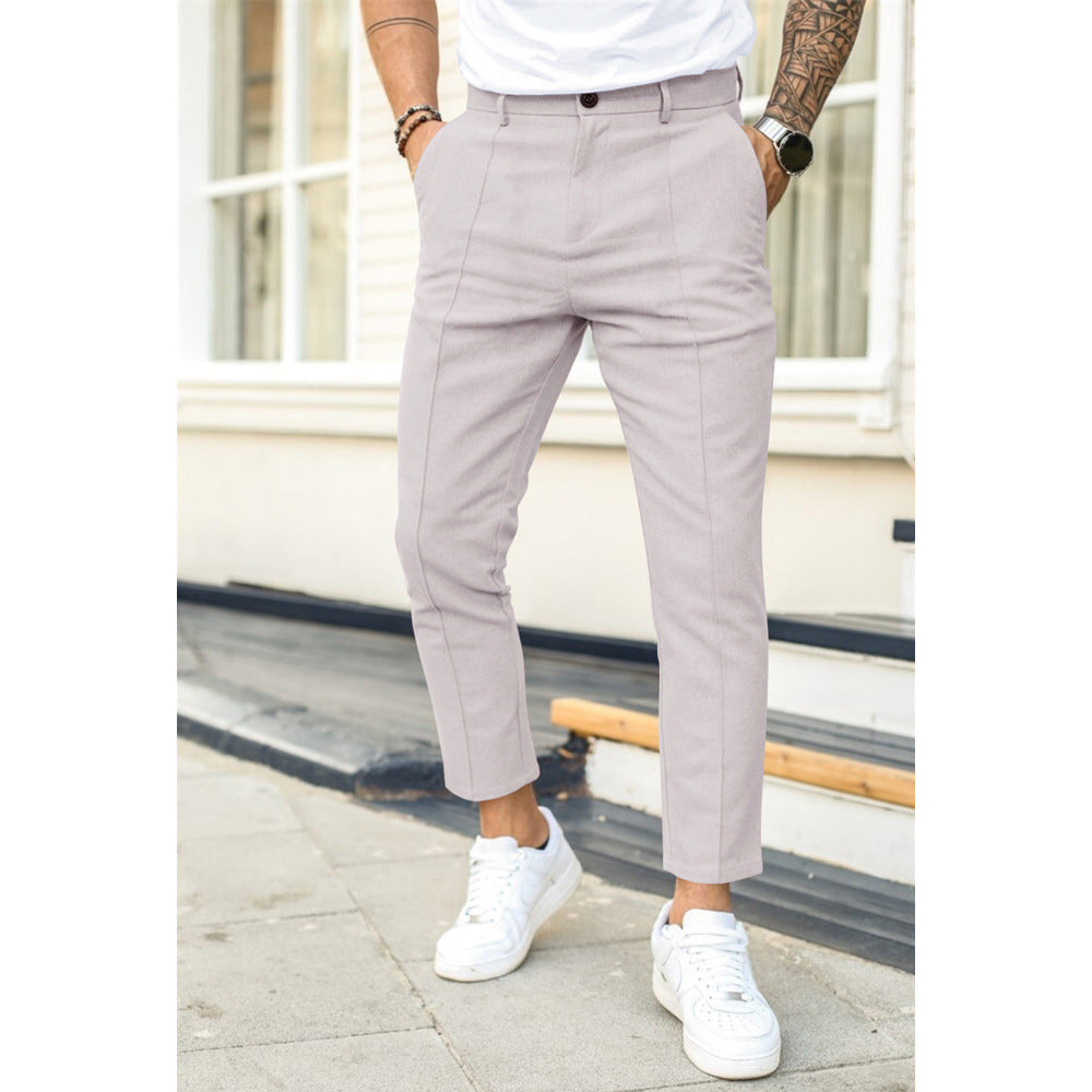 Men's Trousers – Slim Fit – Ankle Length – Double Pleat – Belt Loops