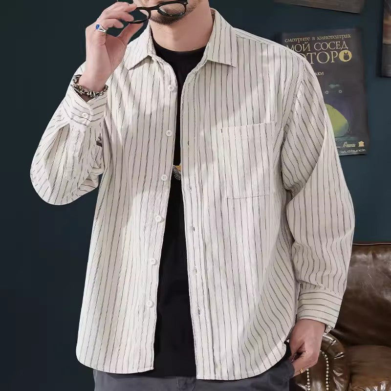 Men's Shirt with Long Sleeves – Relaxed Fit – Striped – Breathable Cotton