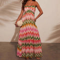 Women's maxi dress – halterneck – light and breathable – ruffled bohemian cut