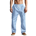 Men's trousers cargo – relaxed fit – cotton blend – elastic waist with drawstring