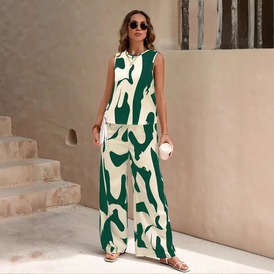 Breathable Relaxed Fit Wide Pants 2-piece Set