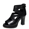 Women's Sandals with High Heels – Block Heel – Cutout Design – Peep Toe – Ankle Strap