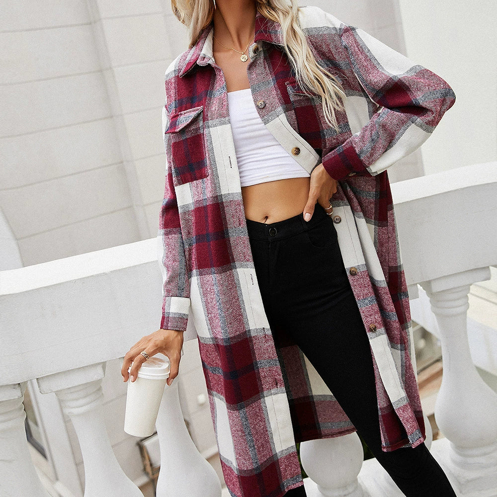 Plaid Woven Oversized Shirt Jacket