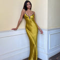 Women's Slip Dress – Elegant Satin Look – Slim Fit – Strap Sleeves – Keyhole Detail