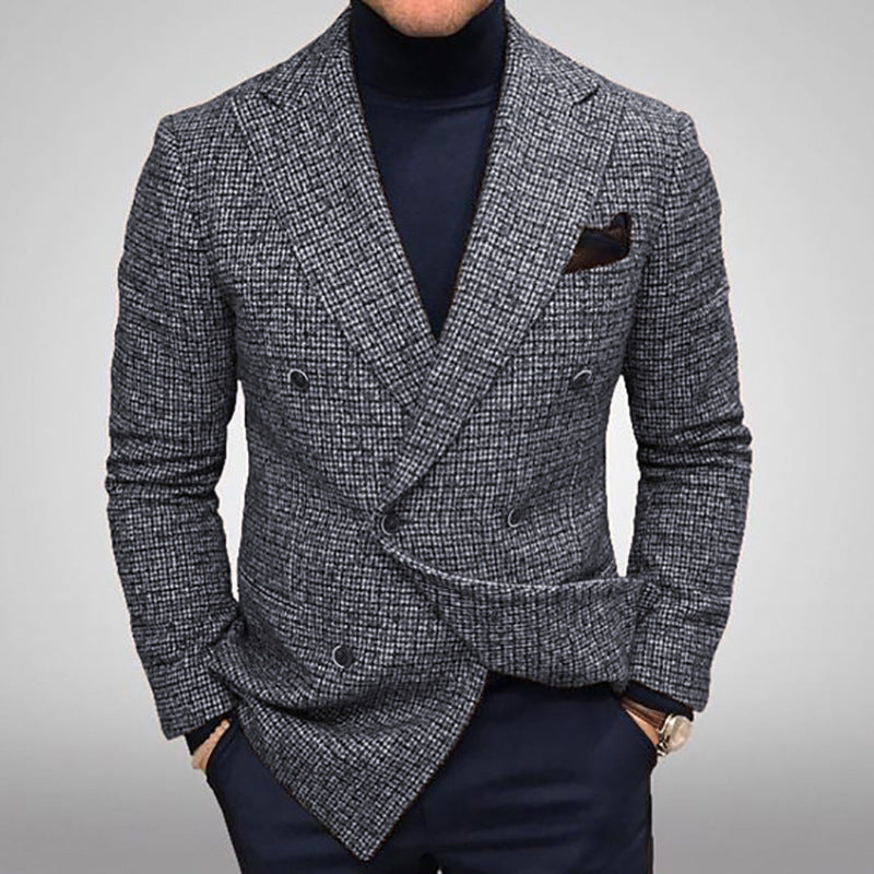 Men's Blazer – Double Breasted – Tailored Fit – Tweed – Peak Lapel