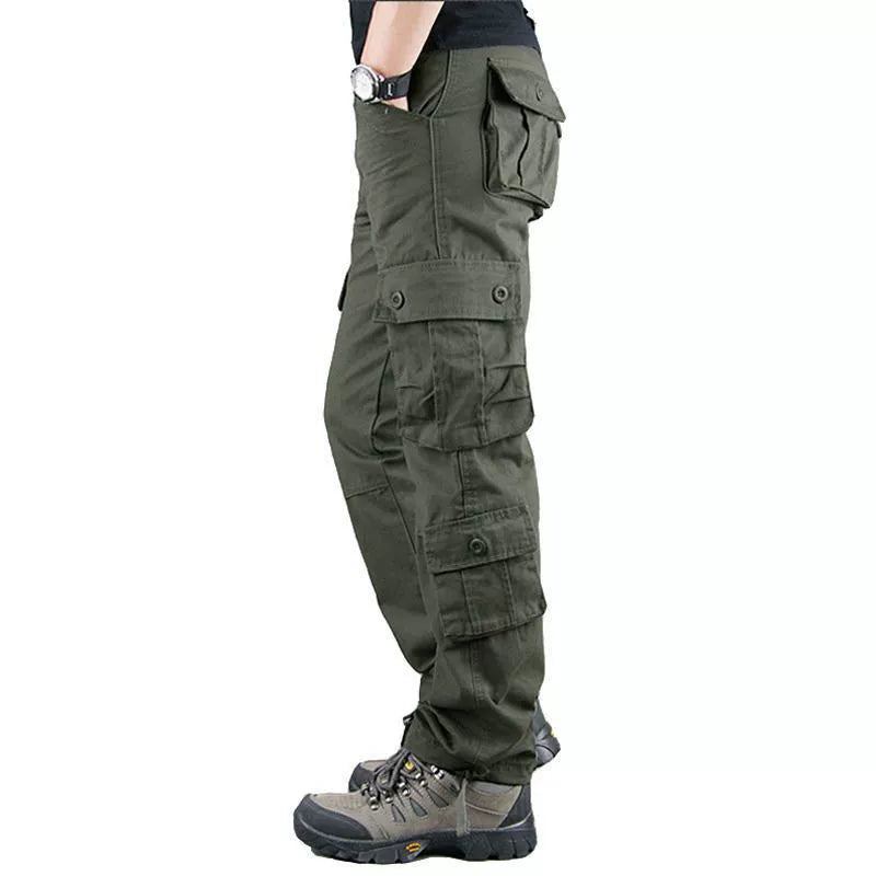 Multi-Pocket Loose Fit Cotton Cargo Pants