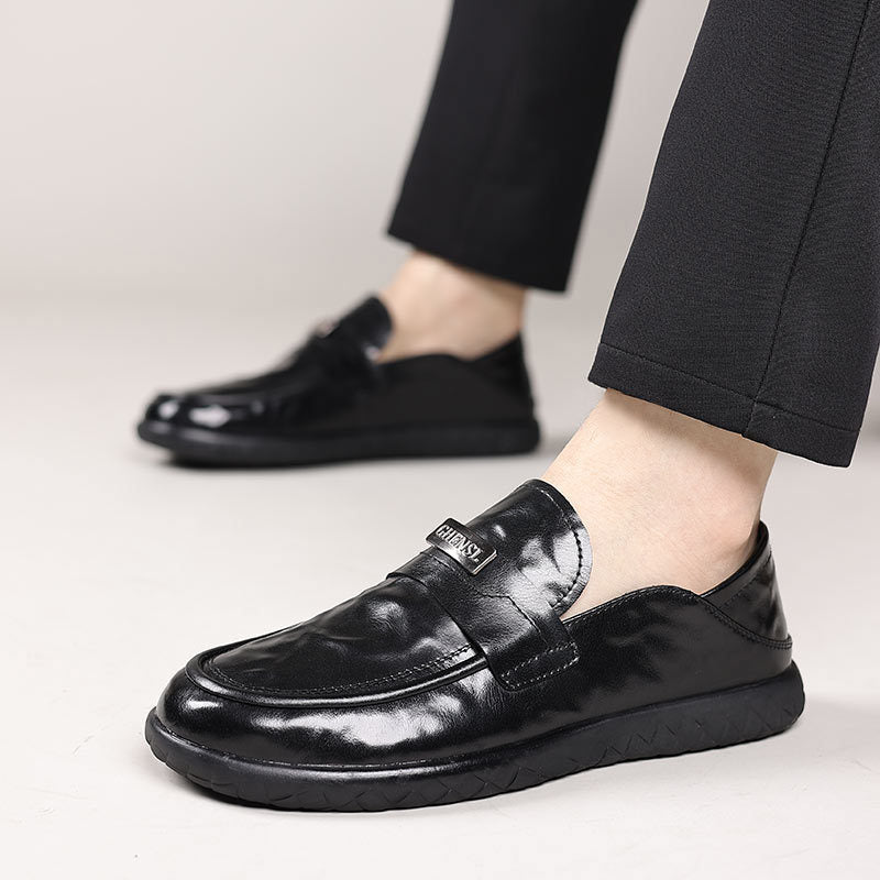 Polished Leather Slip-On Loafers