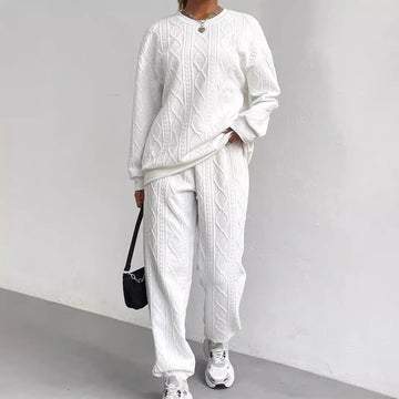 Two-Piece Cable Knit Relaxed Fit Lounge Set