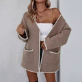 Women's Cardigan – Knit – Oversize Fit – Open Front – Ribbed Edges – Front Pockets