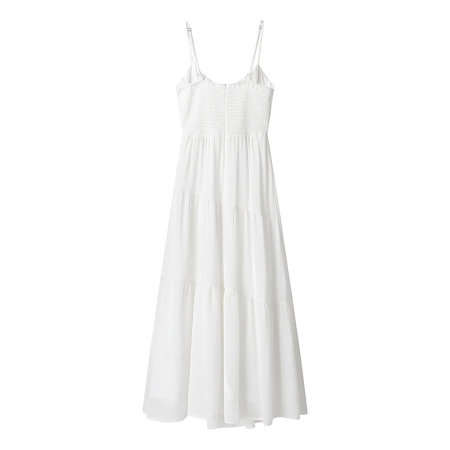 Women's Maxi Dress – Sleeveless A-line – Light Chiffon – Spaghetti Straps – Backless Layered