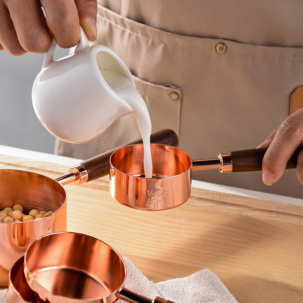 Oak-Handled Nested Measuring Cups And Spoons