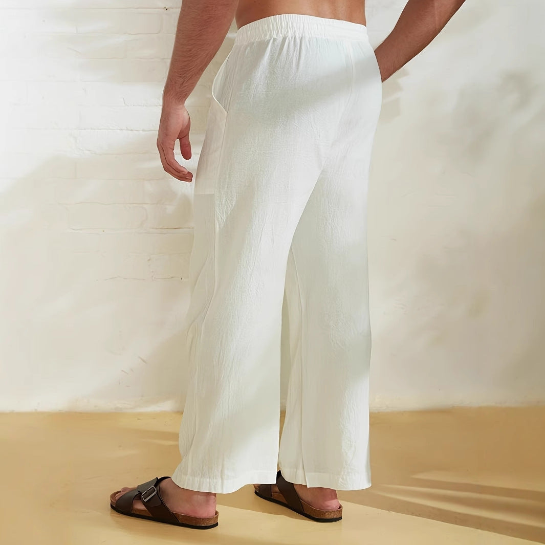 Men's Trousers – Wide Fit – Light and Breathable Fabric – Drawstring Closure – Pocket Print