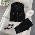 Women's Blazer Suit – Tailored Fit – Velvet – Single Breasted – Formal Look