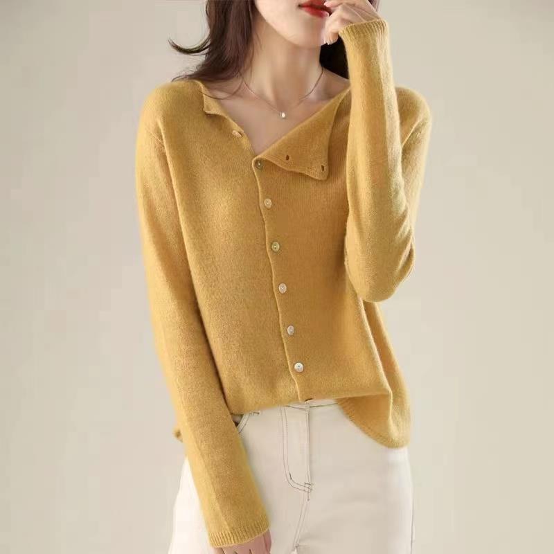 Knit Relaxed Fit Asymmetrical Neckline Cardigan