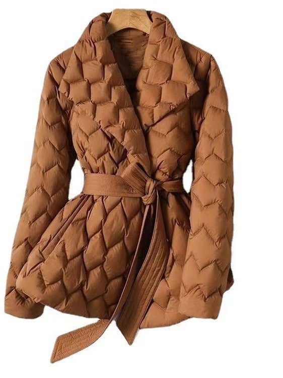 Tailored Fit Tie Belt Quilted Jacket
