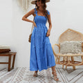 Dress for women – Maxi length – Light cotton – Tie straps – Ruffle skirt