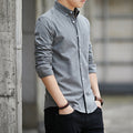 Men's Shirt with Long Sleeves – Slim Fit – Oxford Weave – Button Closure – Chest Pocket