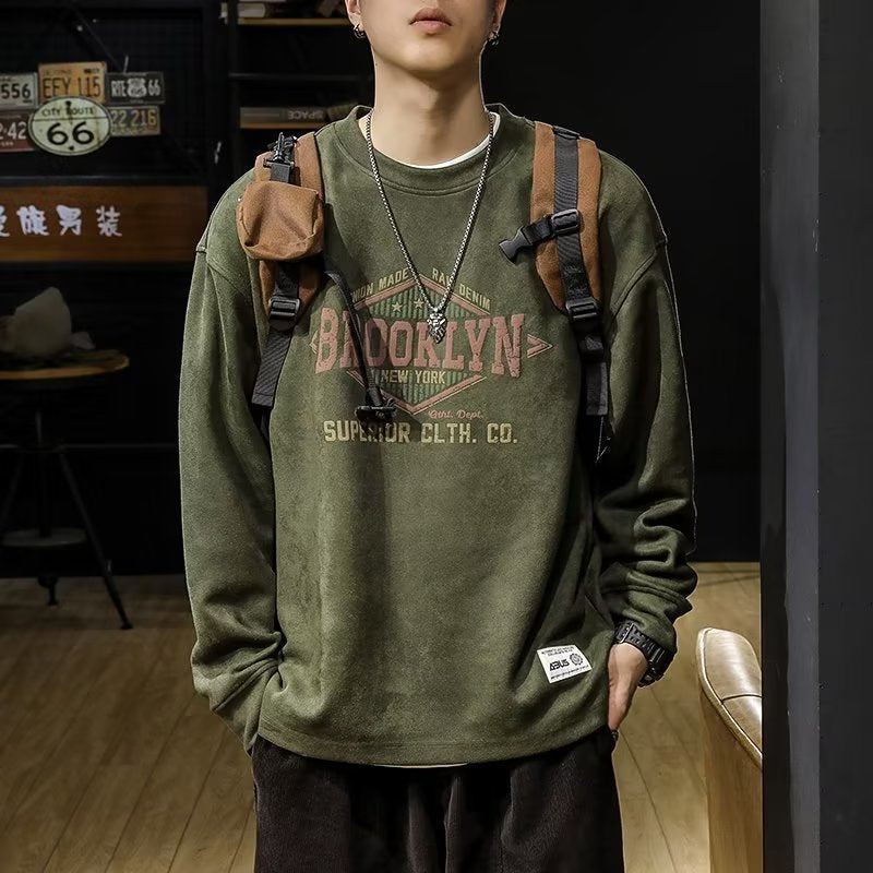 Soft Textured Graphic Print Sweatshirt